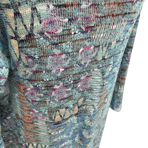 Artsy Boho Knit Top Nally & Millie Abstract Floral V-Neck 3/4 Sleeve‎ M - Picture 6 of 8